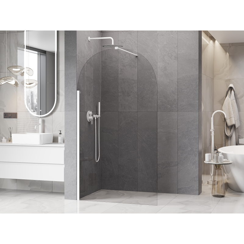 Mexen Kioto-Q Walk-in zuhanyfal 100 x 200 cm, átlátszó 8 mm, fehér - 800-100-101-20-00-Q