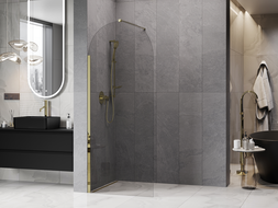 Mexen Kioto-Q perete de duș Walk-in 80 x 200 cm, transparent 8 mm, auriu - 800-080-101-50-00-Q