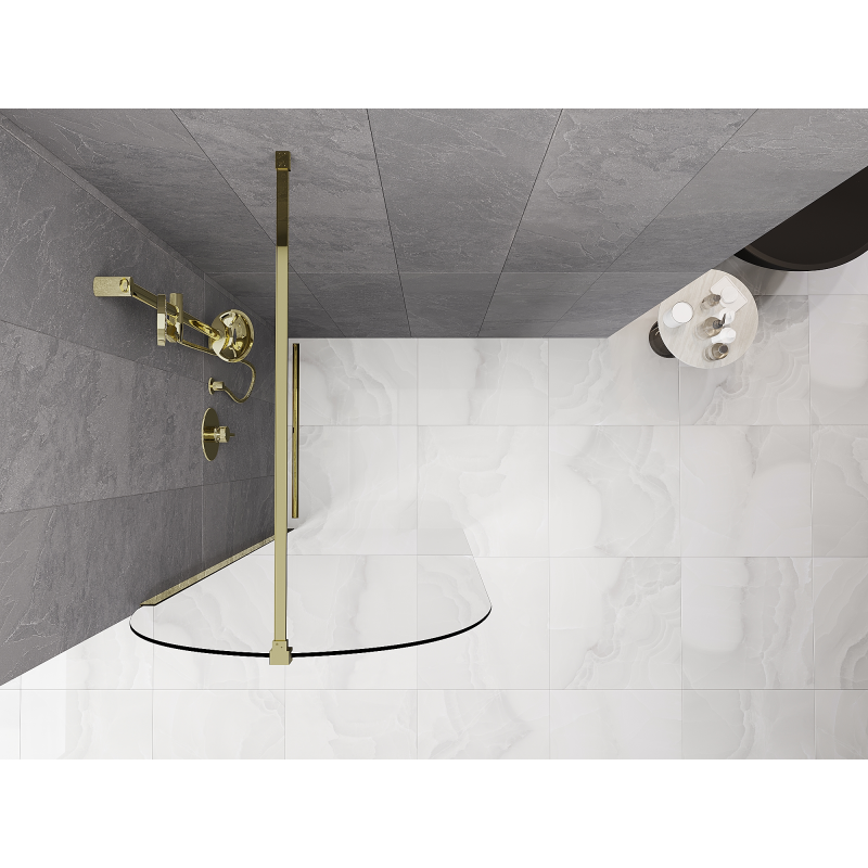 Mexen Kioto-Q Walk-in zuhanyfal 90 x 200 cm, áttetsző 8 mm, arany - 800-090-101-50-00-Q