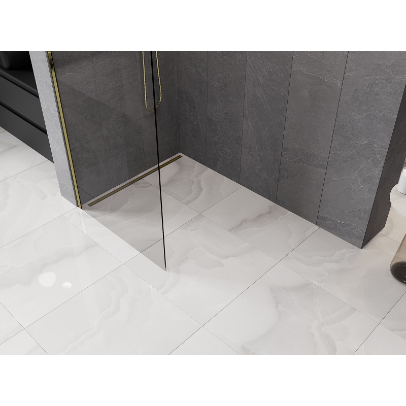 Mexen Kioto-Q Walk-in zuhanyfal 90 x 200 cm, áttetsző 8 mm, arany - 800-090-101-50-00-Q