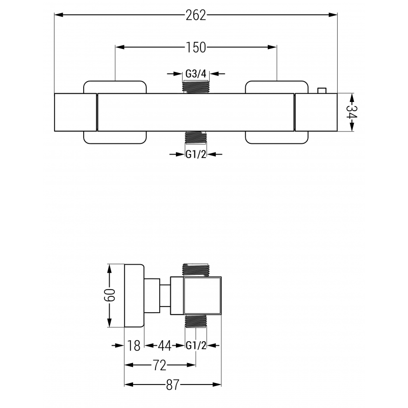 Mexen Cube baterie de duș termostatică, aurie - 77250-50
