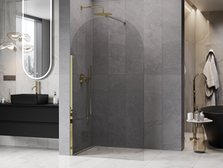 Mexen Kioto-Q Zuhanyfal Walk-in 110 x 200 cm, átlátszó 8 mm, arany - 800-110-101-50-00-Q