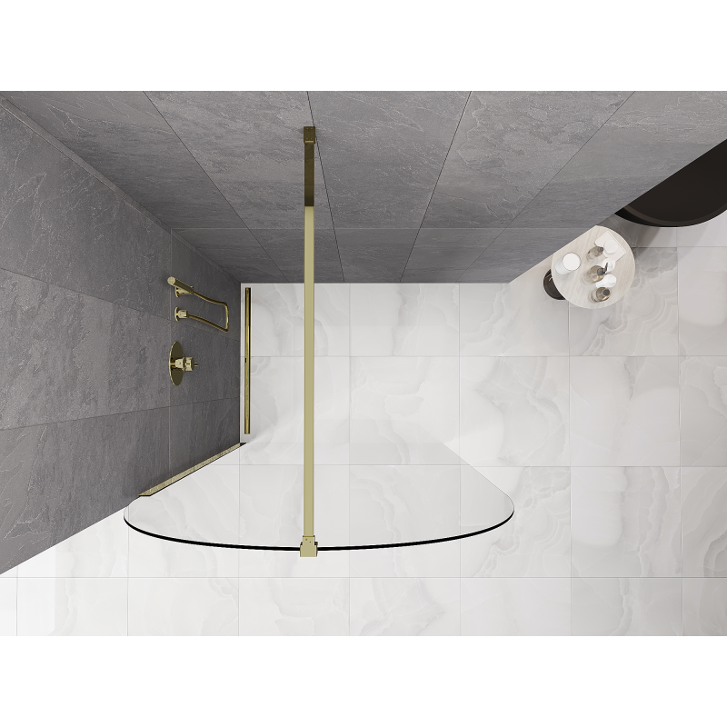 Mexen Kioto-Q panou de duș Walk-in 120 x 200 cm, transparent 8 mm, auriu - 800-120-101-50-00-Q