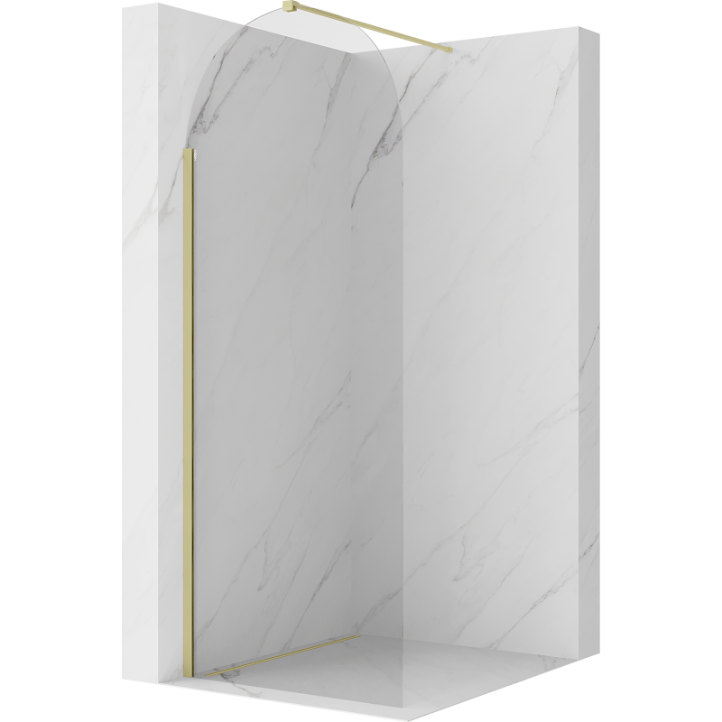 Mexen Kioto-Q perete de duș Walk-in 80 x 200 cm, transparent 8 mm, aurit periat - 800-080-101-55-00-Q