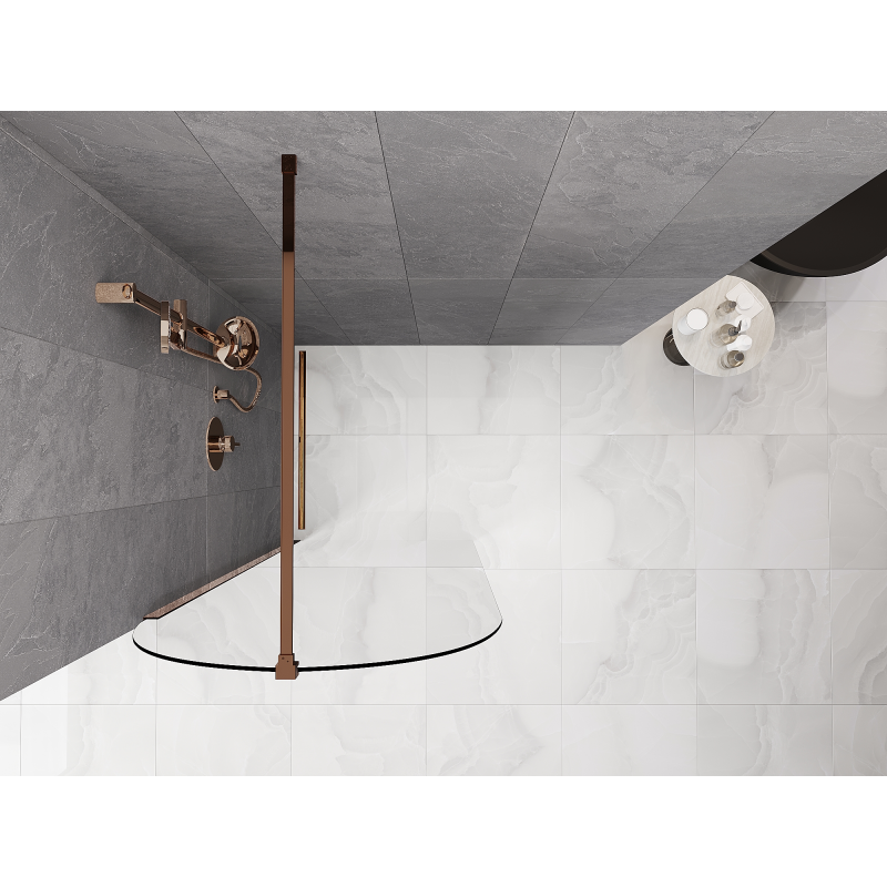 Mexen Kioto-Q walk-in zuhanyfal 80 x 200 cm, átlátszó 8 mm, rózsaarany - 800-080-101-60-00-Q
