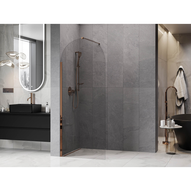Mexen Kioto-Q Panou de duș walk-in 80 x 200 cm, transparent 8 mm, aur roz - 800-080-101-60-00-Q