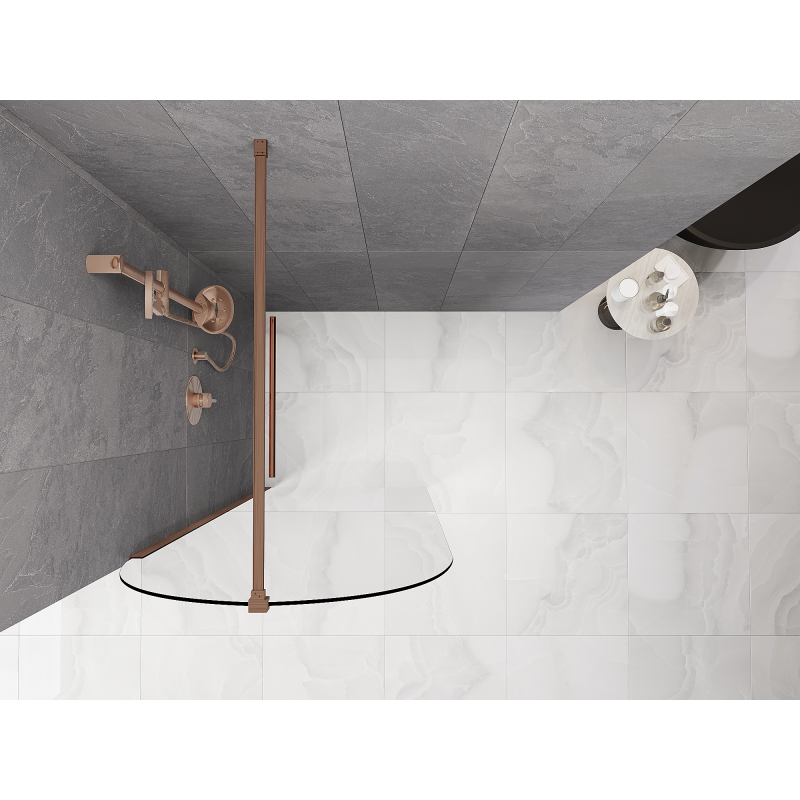 Mexen Kioto-Q Walk-in zuhanyfal 80 x 200 cm, átlátszó 8 mm, csiszolt réz - 800-080-101-65-00-Q
