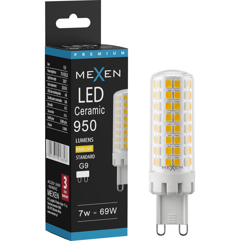Mexen Aura LED izzó G9, 7W, Meleg - 3000K, 950 lm - L121-G9-0730-01