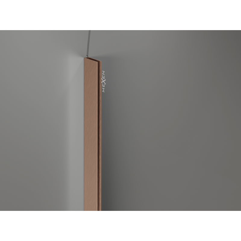 Mexen Kioto-Q Walk-in zuhanyfal 120 x 200 cm, átlátszó 8 mm, kefe hatású réz - 800-120-101-65-00-Q