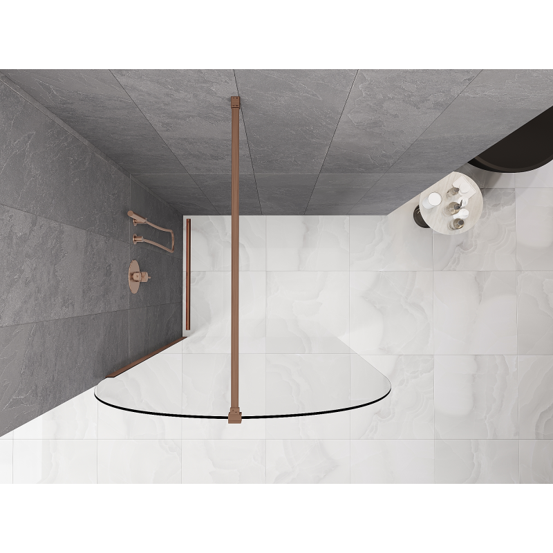 Mexen Kioto-Q Walk-in zuhanyfal 120 x 200 cm, átlátszó 8 mm, kefe hatású réz - 800-120-101-65-00-Q