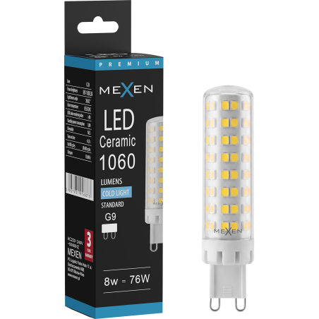 Mexen Aura LED izzó G9, 8W, Hideg - 6500K, 1060 lm - L121-G9-0865-01