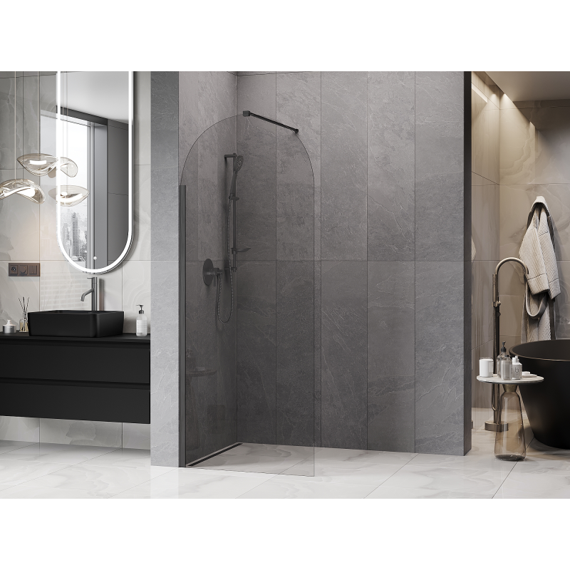 Mexen Kioto-Q Panou de duș Walk-in 90 x 200 cm, transparent 8 mm, gri armat periat - 800-090-101-66-00-Q
