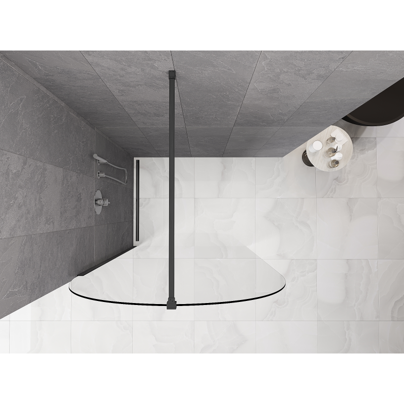 Mexen Kioto-Q Walk-in zuhanyfal 100 x 200 cm, átlátszó 8 mm, fegyverszürke kefélt - 800-100-101-66-00-Q