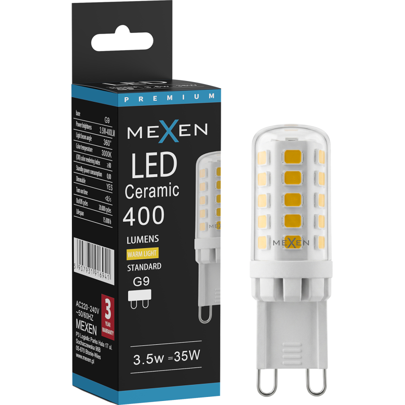 Mexen Aura Dimmelhető G9 LED izzó, 3,5W, Meleg - 3000K, 400 lm - L122-G9-0330-01