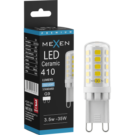 Mexen Aura LED izzó, fényerő-szabályozható G9, 3,5W, Hideg - 6500K, 410 lm - L122-G9-0365-01