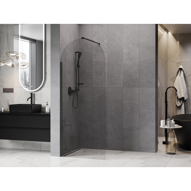Mexen Kioto-Q panou de duș Walk-in 80 x 200 cm, transparent 8 mm, negru - 800-080-101-70-00-Q