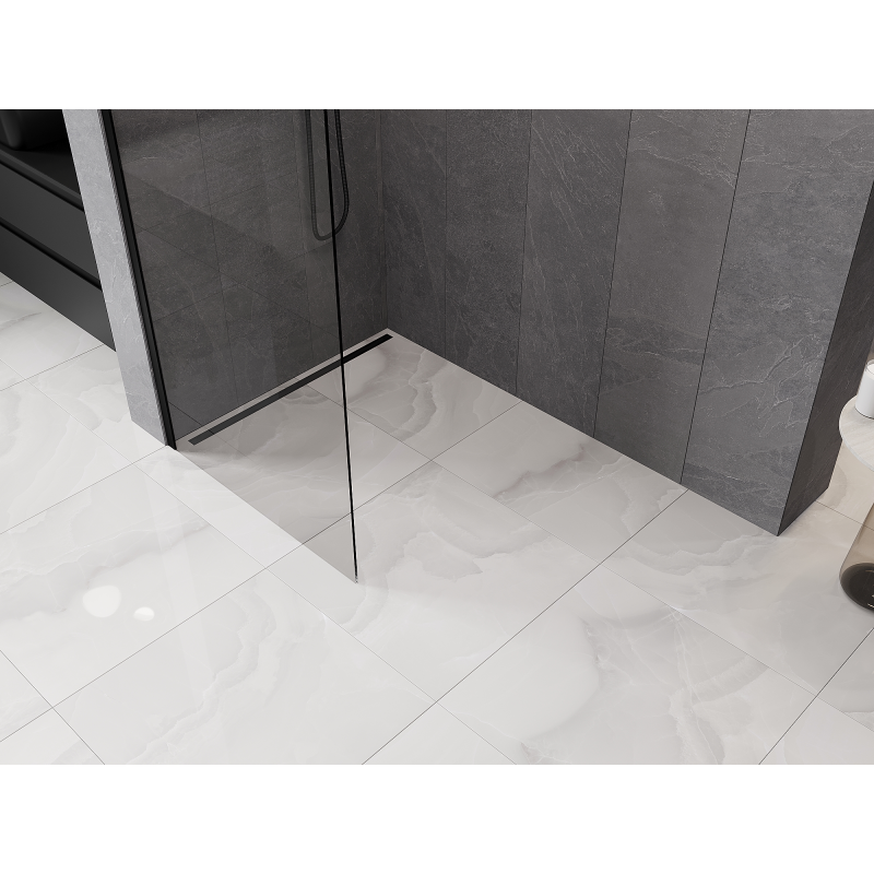 Mexen Kioto-Q Walk-in zuhanyfal 90 x 200 cm, átlátszó 8 mm, fekete - 800-090-101-70-00-Q