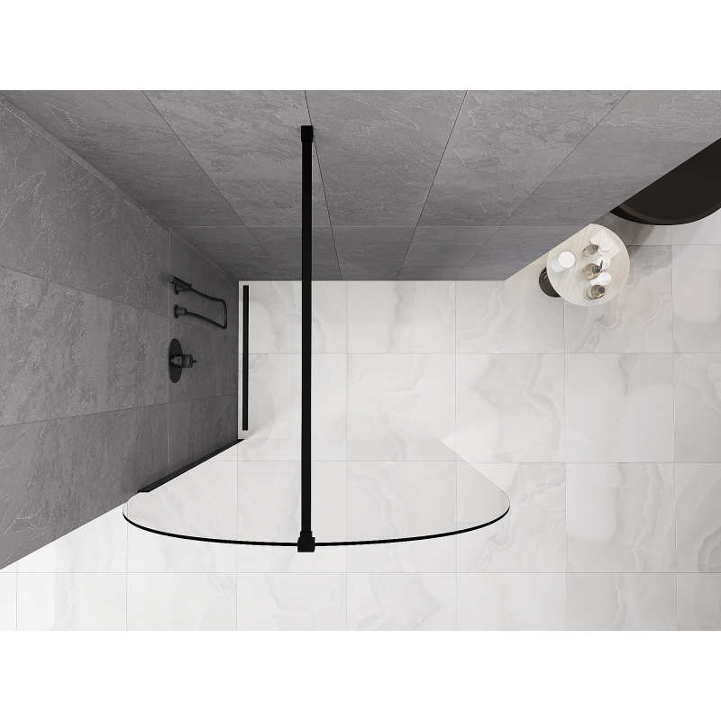 Mexen Kioto-Q Walk-in zuhanyfal 120 x 200 cm, áttetsző 8 mm, fekete - 800-120-101-70-00-Q