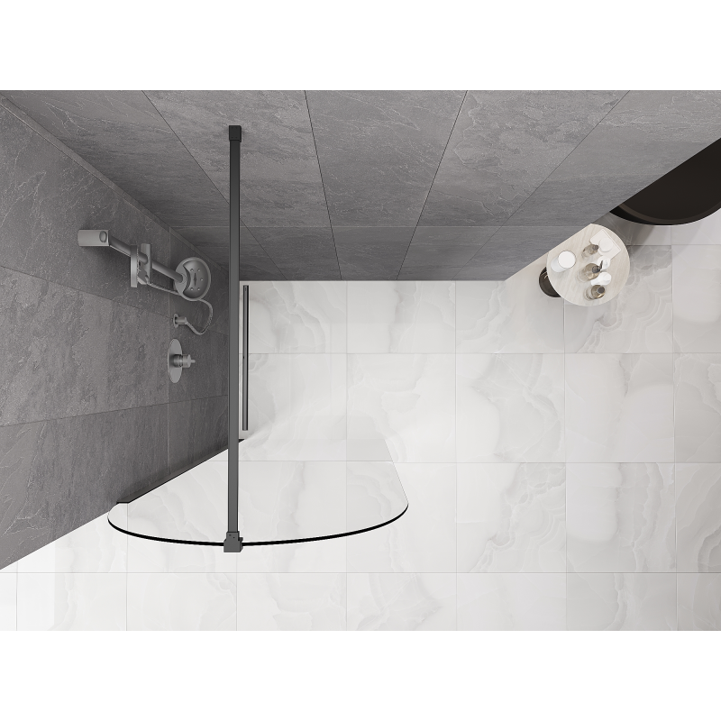 Mexen Kioto-Q perete de duș Walk-in 80 x 200 cm, transparent 8 mm, gun metal - 800-080-101-95-00-Q