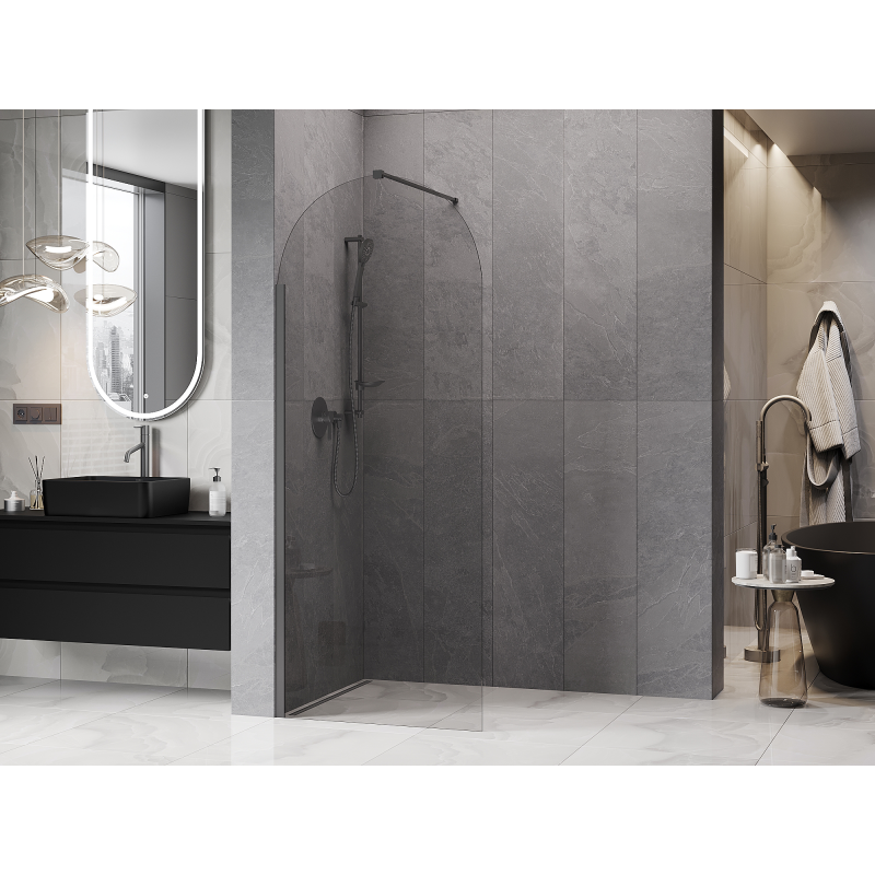 Mexen Kioto-Q perete de duș Walk-in 90 x 200 cm, transparent 8 mm, gun metal - 800-090-101-95-00-Q