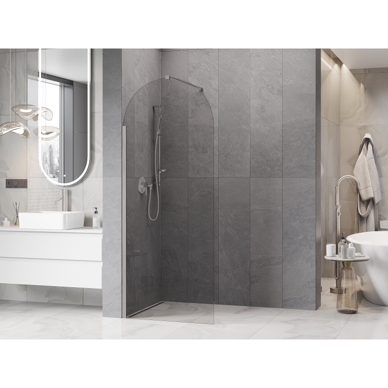 Mexen Kioto-Q Walk-in zuhanyfal 80 x 200 cm, átlátszó 8 mm, kefélt nikkel - 800-080-101-97-00-Q