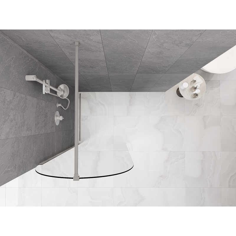 Mexen Kioto-Q Walk-in zuhanyfal 90 x 200 cm, átlátszó 8 mm, kefélt nikkel - 800-090-101-97-00-Q