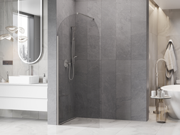 Mexen Kioto-Q Walk-in zuhanyfal 90 x 200 cm, átlátszó 8 mm, kefélt nikkel - 800-090-101-97-00-Q