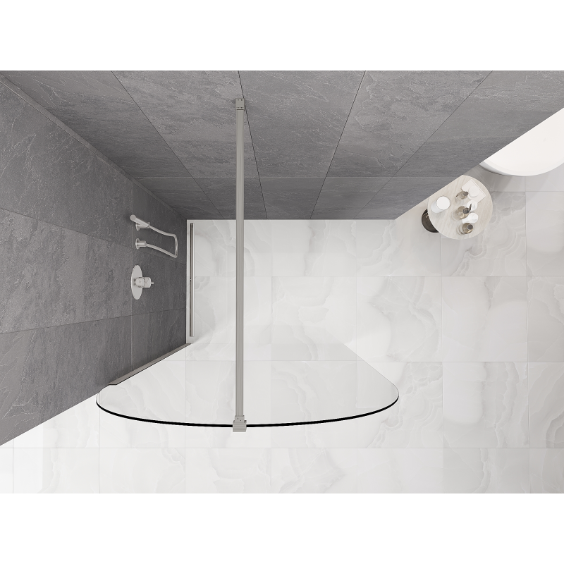 Mexen Kioto-Q Walk-in zuhanyfal 100 x 200 cm, átlátszó 8 mm, kefélt nikkel - 800-100-101-97-00-Q