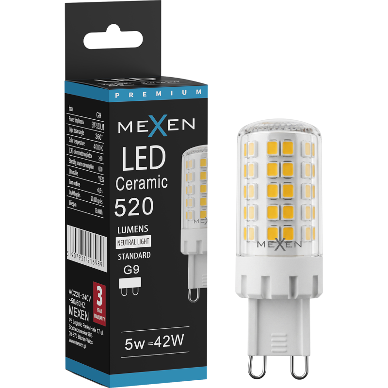 Mexen Aura Dimmelhető LED izzó G9, 5W, Semleges - 4000K, 520 lm - L122-G9-0540-01