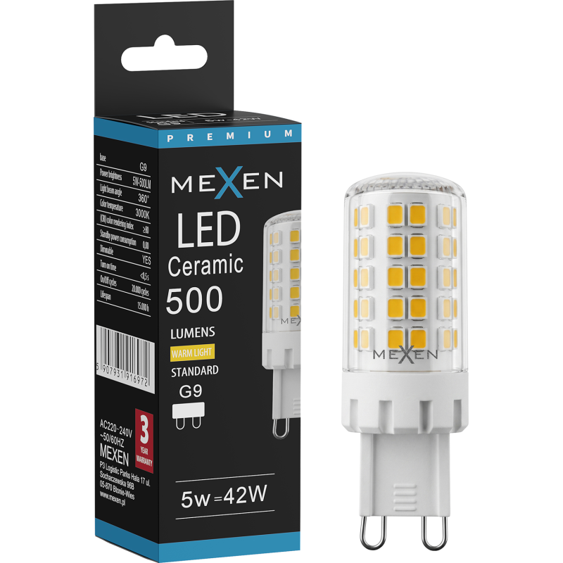 Mexen Aura LED izzó, fényerőszabályozható G9, 5W, Hideg - 6500K, 520 lm - L122-G9-0565-01