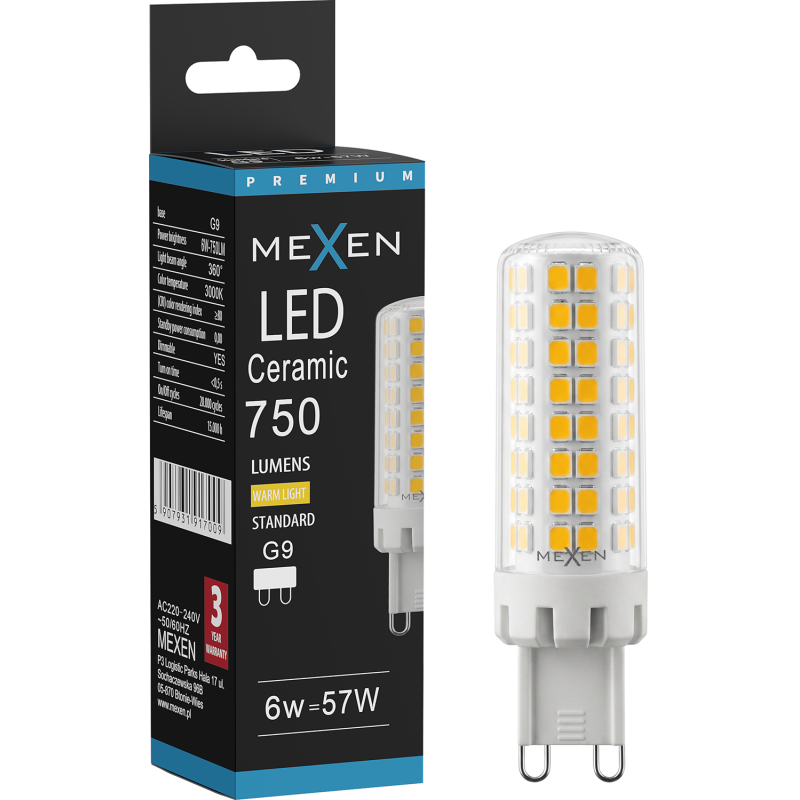 Mexen Aura Bec LED cu variator G9, 6W, Cald - 3000K, 750 lm - L122-G9-0630-01