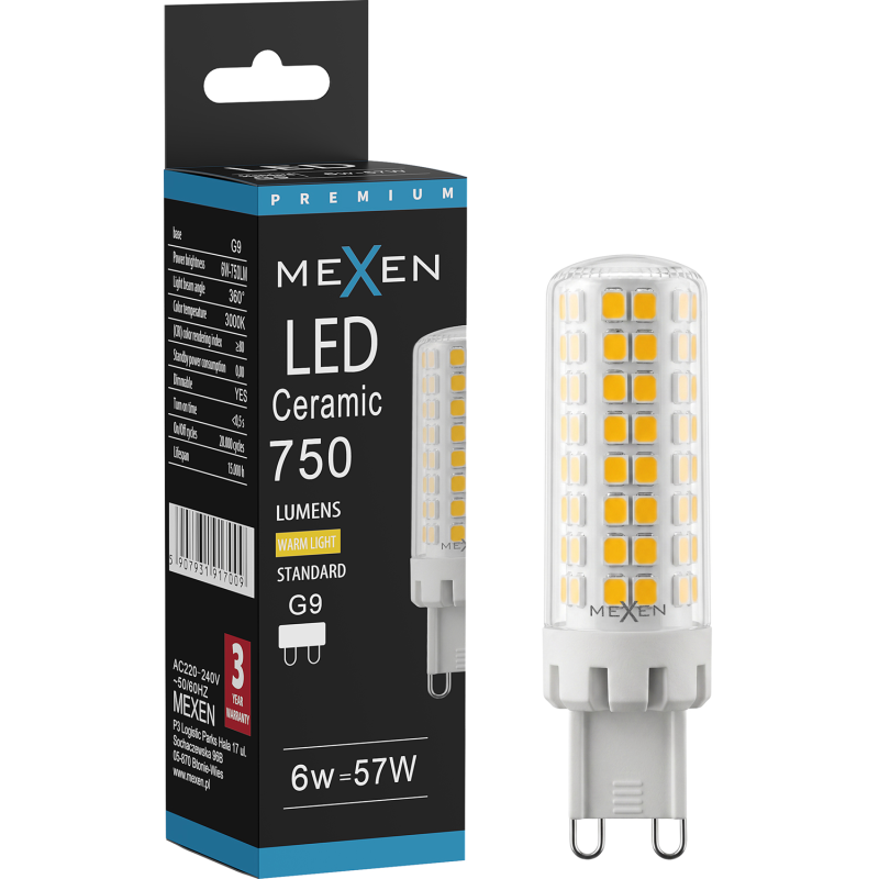 Mexen Aura Dimmelhető LED izzó G9, 6W, Meleg - 3000K, 750 lm - L122-G9-0630-01