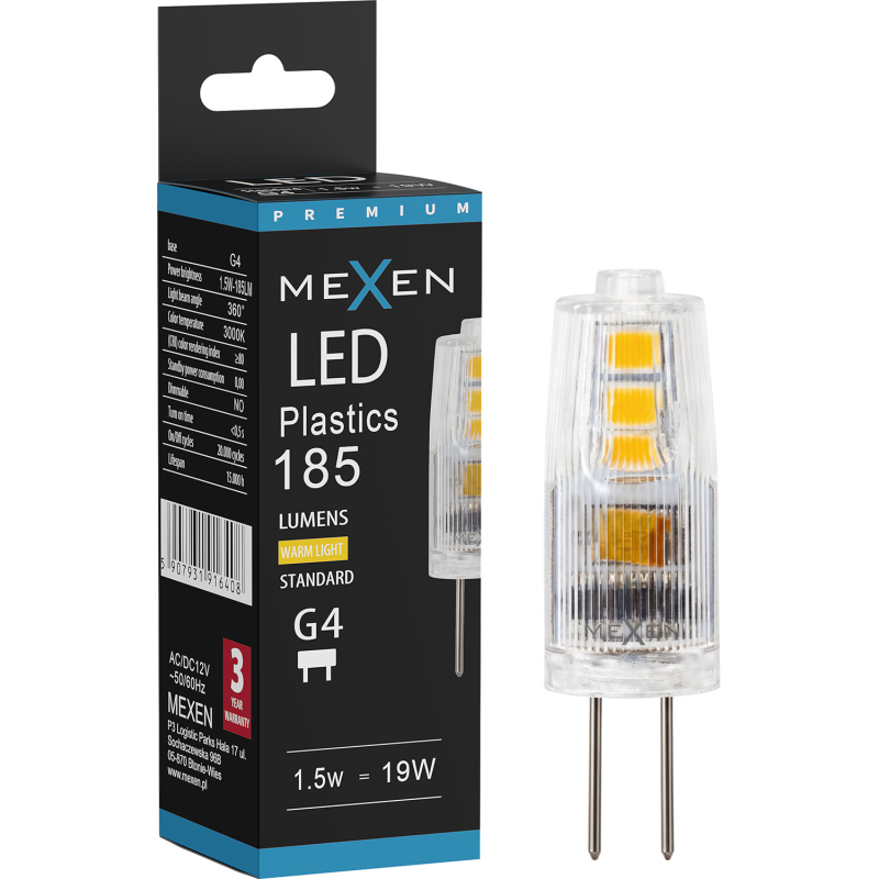 Mexen Oris Bec LED G4, 1,5W, Cald - 3000K, 185 lm - L115-G4-0130-01