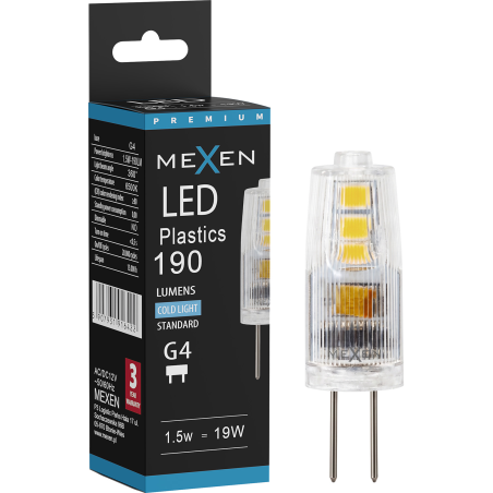 Mexen Oris Bec LED G4, 1,5W, Rece - 6500K, 190 lm - L115-G4-0165-01