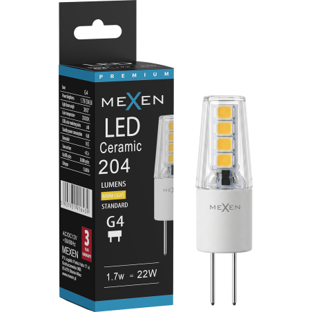 Mexen Oris LED lámpa G4, 1,7W, Meleg - 3000K, 204 lm - L115-G4-0130-02