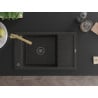 Mexen Elias chiuvetă de bucătărie din granit cu o cuvă, scurgător și baterie de bucătărie Duero, negru/auriu metalic