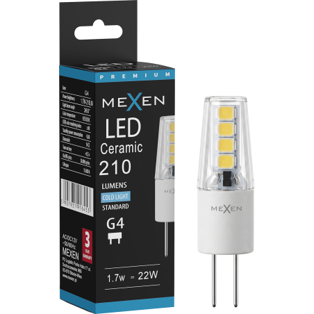 Mexen Oris LED izzó G4, 1,7W, Hideg - 6500K, 210 lm - L115-G4-0165-02