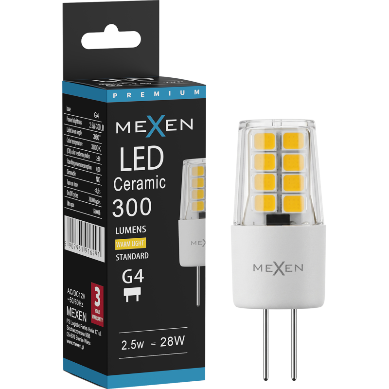 Mexen Oris Bec LED G4, 2,5W, Cald - 3000K, 300 lm - L115-G4-0230-01