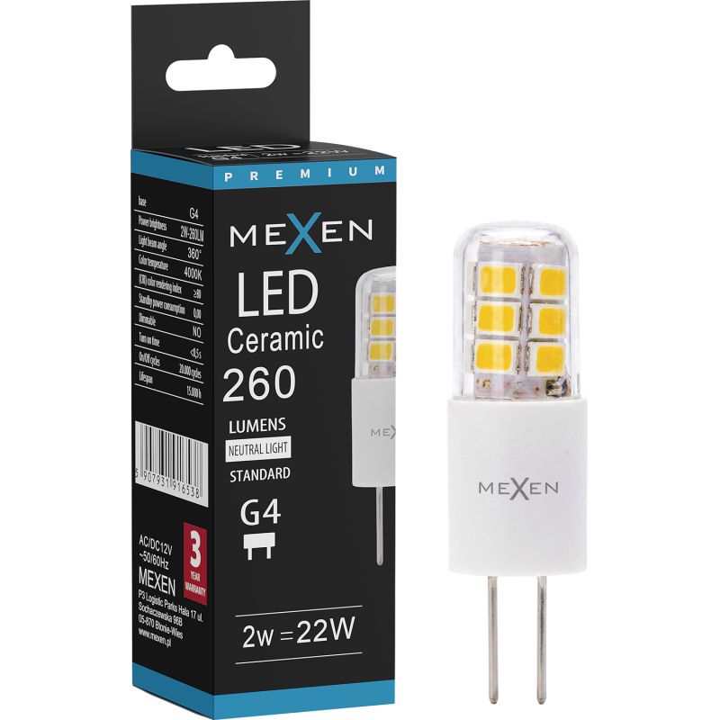 Mexen Oris Bec LED G4, 2W, Neutru - 4000K, 260 lm - L115-G4-0240-02