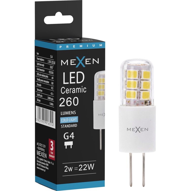 Mexen Oris Bec LED G4, 2W, Rece - 6500K, 260 lm - L115-G4-0265-02