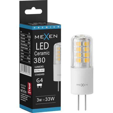 Mexen Oris Bec LED G4, 3W, Neutru - 4000K, 380 lm - L115-G4-0340-01