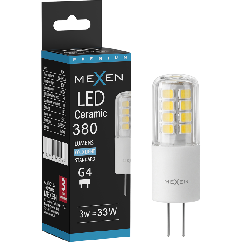 Mexen Oris Bec LED G4, 3W, Rece - 6500K, 380 lm - L115-G4-0365-01