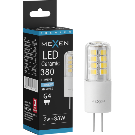 Mexen Oris Bec LED G4, 3W, Rece - 6500K, 380 lm - L115-G4-0365-01