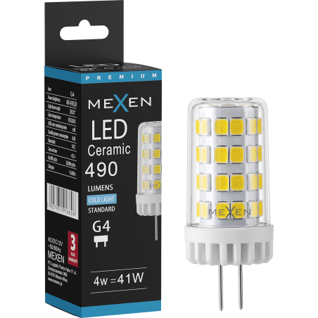Mexen Oris LED izzó G4, 4W, Hideg - 6500K, 490 lm - L115-G4-0465-01