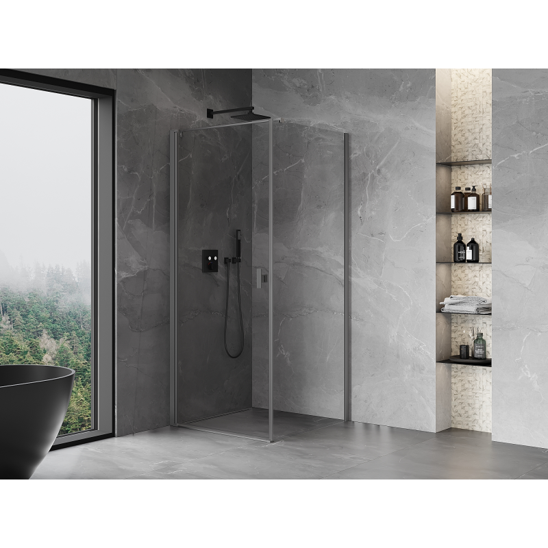 Mexen Mist-B cabina de duș batantă 80 x 80 cm, transparentă, gun metal - 8A2T-080-080-95-00