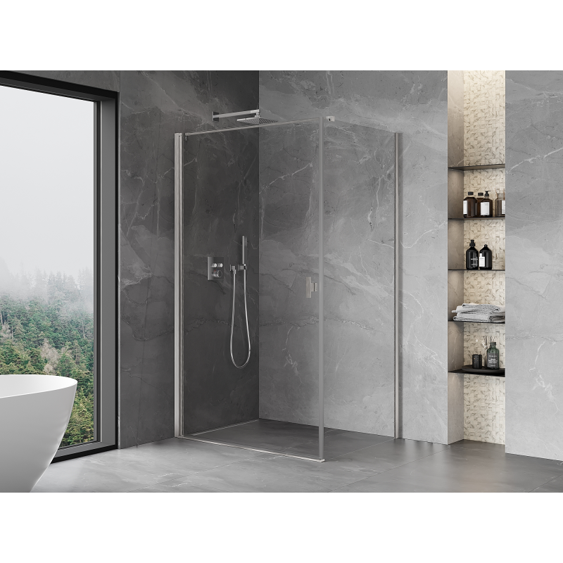 Mexen Mist-B 85 x 75 cm-es nyíló zuhanykabin, átlátszó, csiszolt nikkel - 8A2T-085-075-97-00