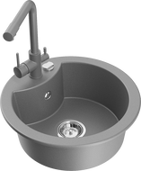 Mexen Diego egymedencés gránit mosogató Duero konyhai csapteleppel, szürke - 6512-71-671600-71