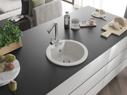 Mexen Diego egymedencés gránit mosogató Duero konyhai csapteleppel, fehér - 6512-20-671600-00