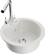 Mexen Diego egymedencés gránit mosogató Duero konyhai csapteleppel, fehér - 6512-20-671600-00