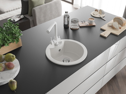 Mexen Diego gránit mosogató 1-medencés konyhai csapteleppel Duero, fehér - 6512-20-671600-20